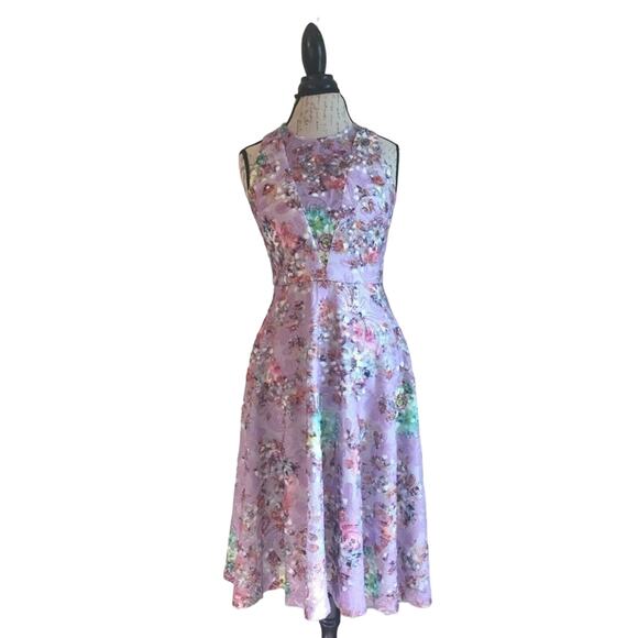 Belle Badgley Mischka 6 dress  purple metallic formal dress party orange - Picture 1 of 4